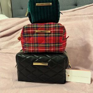 Poppy & Peonies Cosmetic Trio Red Plaid BNWT